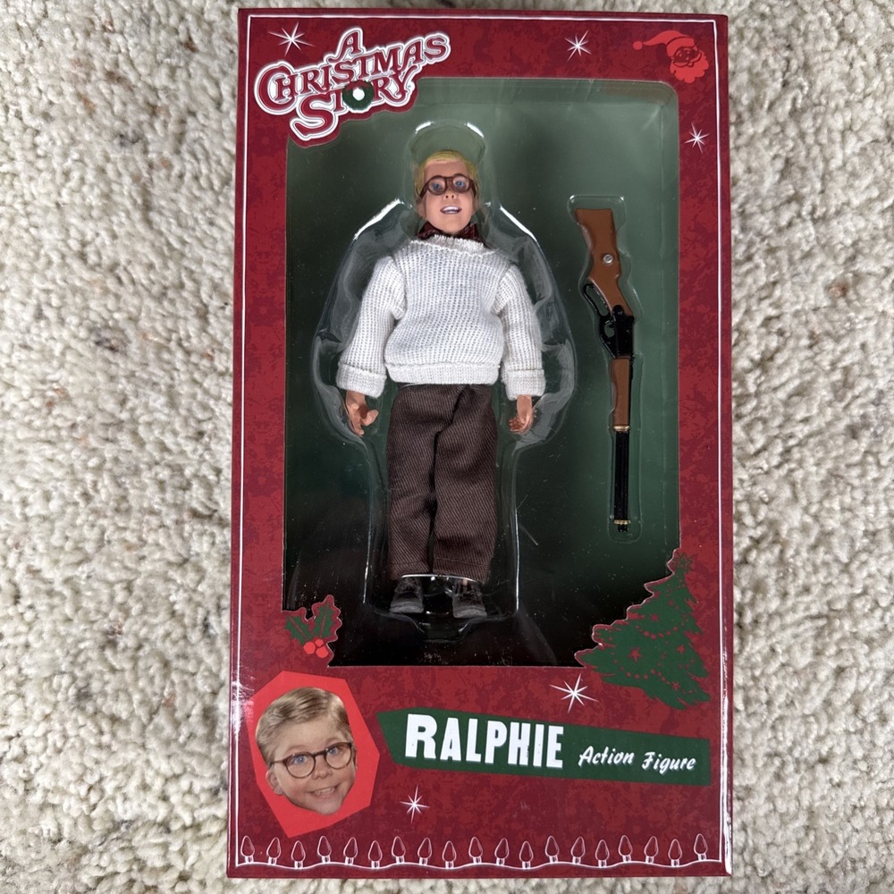 Neca Ralphie Christmas Story Clothed Action Figure Figurine w/ Red Ryder Rifle